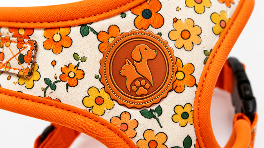 Orange Floral Adjustable Dog Harness Vest – Breathable