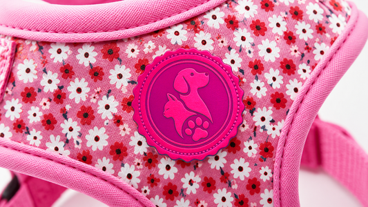 Pink Floral Dog Harness Vest – Adjustable & Breathable