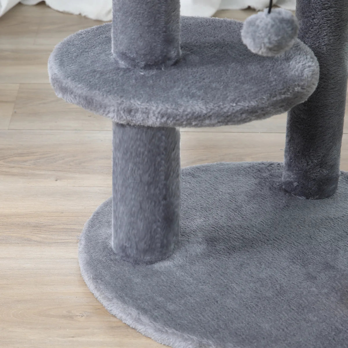 3-Tier 104cm Deluxe Cat Tree with Scratching Posts & Play Ball – Grey