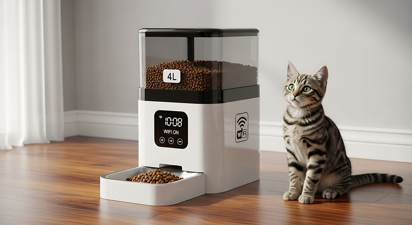 WiFi Automatic Pet Feeder with Timer, 4L Capacity