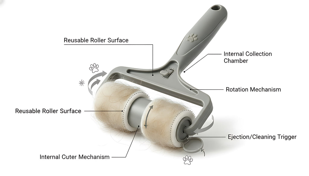 Reusable Pet Hair Remover Roller for Furniture & Clothes