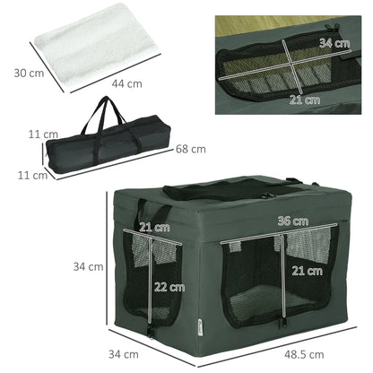 49cm Foldable Portable Pet Carrier with Cushion for Small Dogs & Cats