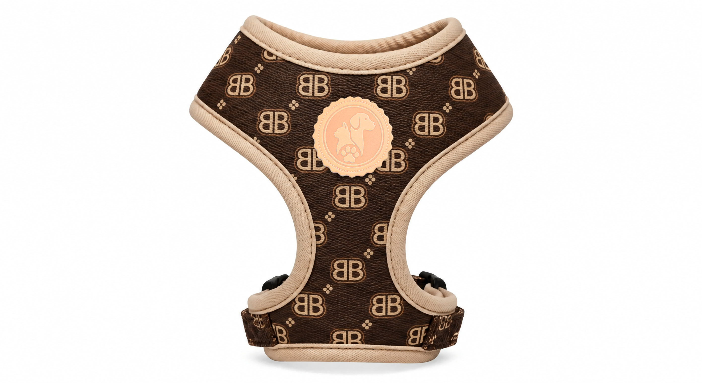 Luxury Brown Adjustable Dog Harness – Breathable Comfortable Walking Vest for Dogs