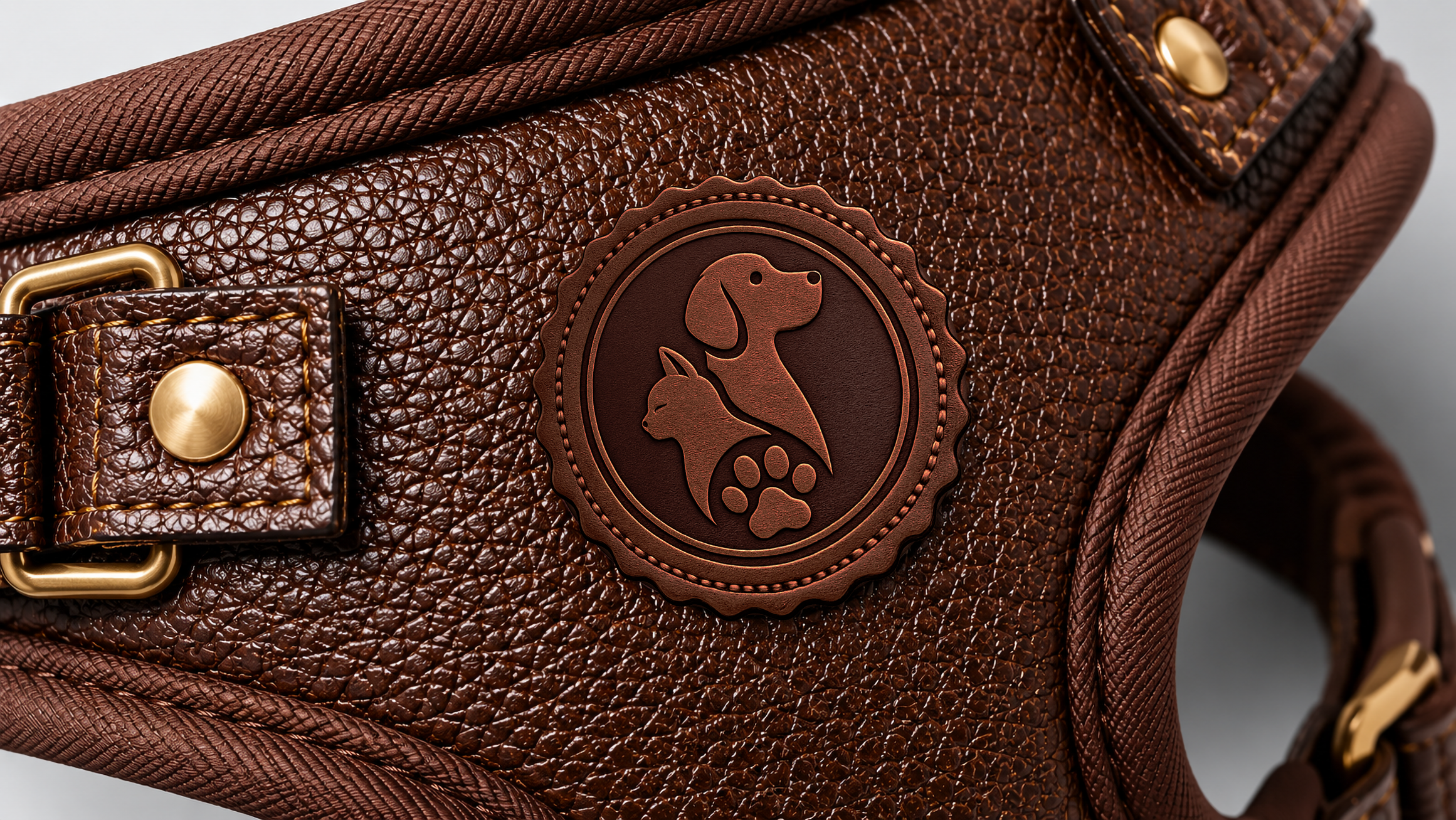 Premium Brown Leather No-Pull Dog Harness Vest