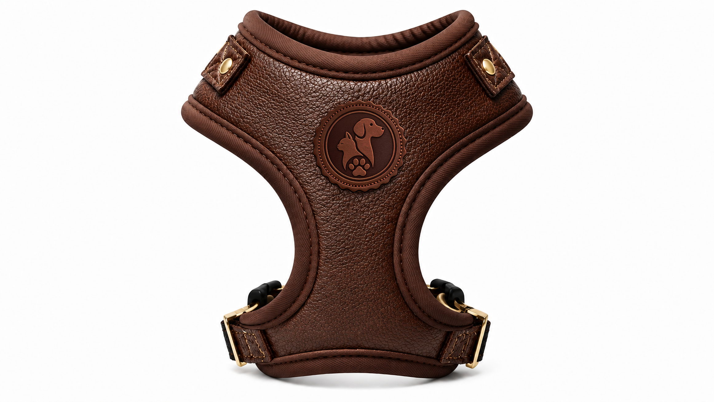 Premium Brown Leather No-Pull Dog Harness Vest