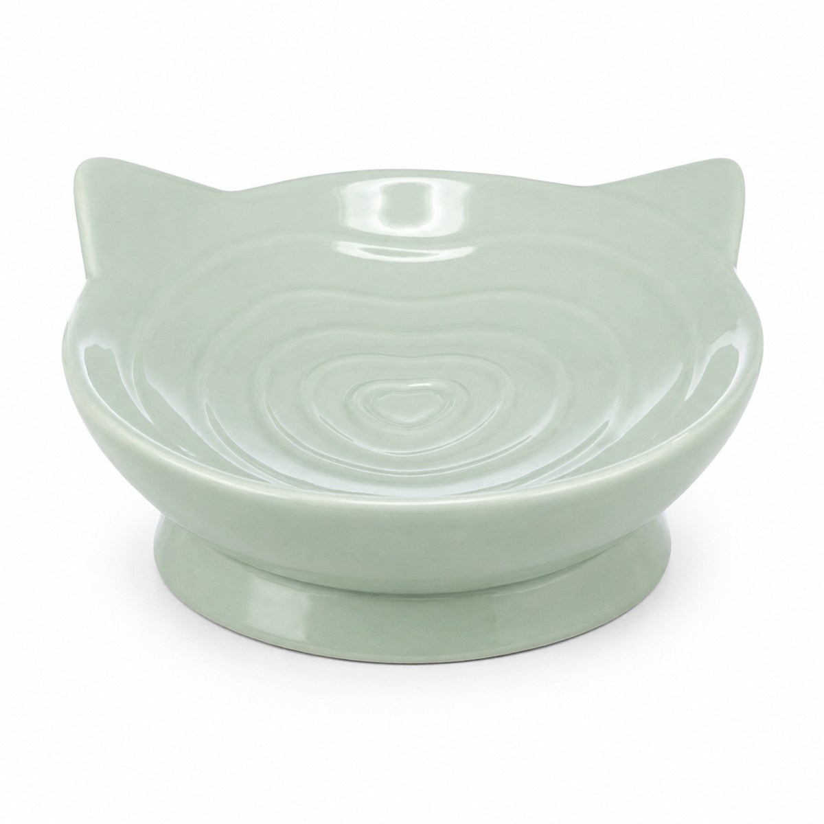 Elevated Ceramic Cat Bowl – Mint Green Cat Ear Design