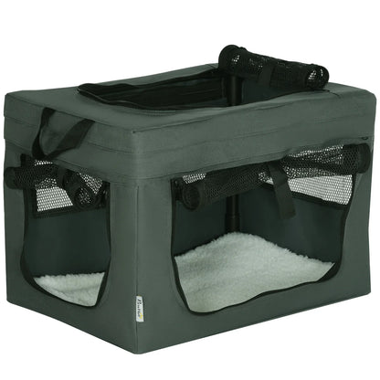 49cm Foldable Portable Pet Carrier with Cushion for Small Dogs & Cats