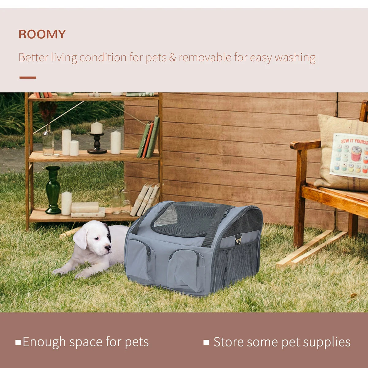 Portable Folding Pet Carrier for Cats & Small Dogs 41x34x30cm