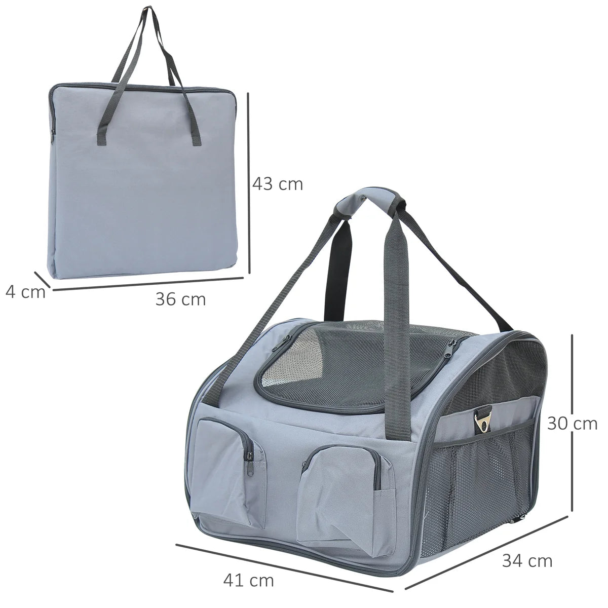 Portable Folding Pet Carrier for Cats & Small Dogs 41x34x30cm