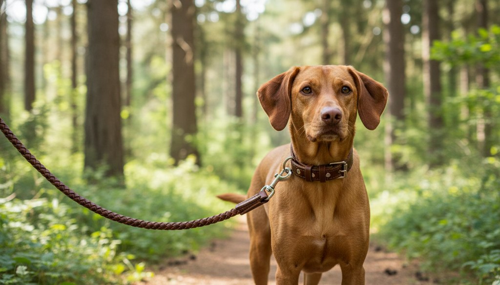 Leather Dog Collar and Lead Set – Braided Heavy Duty Leash for Dogs