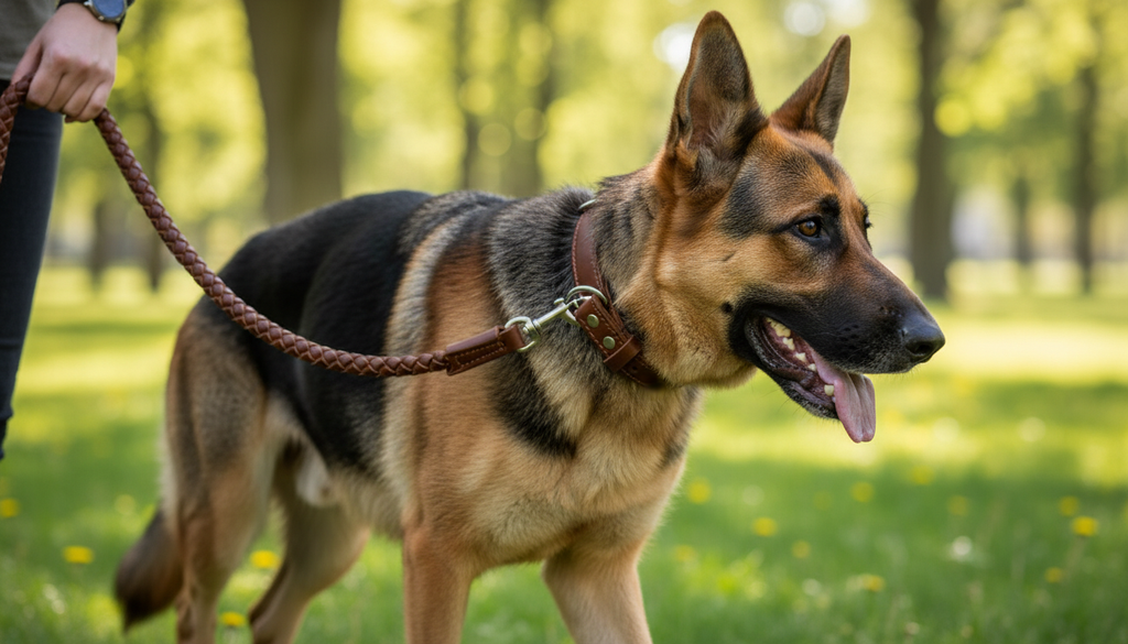 Leather Dog Collar and Lead Set – Braided Heavy Duty Leash for Dogs