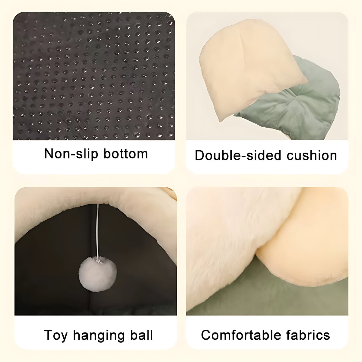 Plush Cat Cave Bed – Cozy Enclosed Pet Sleeping Den