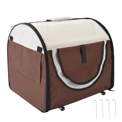 Folding Pet Carrier for Cats & Small Dogs 46x36x41cm – Brown