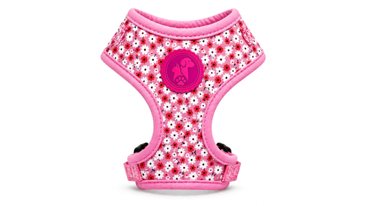 Pink Floral Dog Harness Vest – Adjustable & Breathable