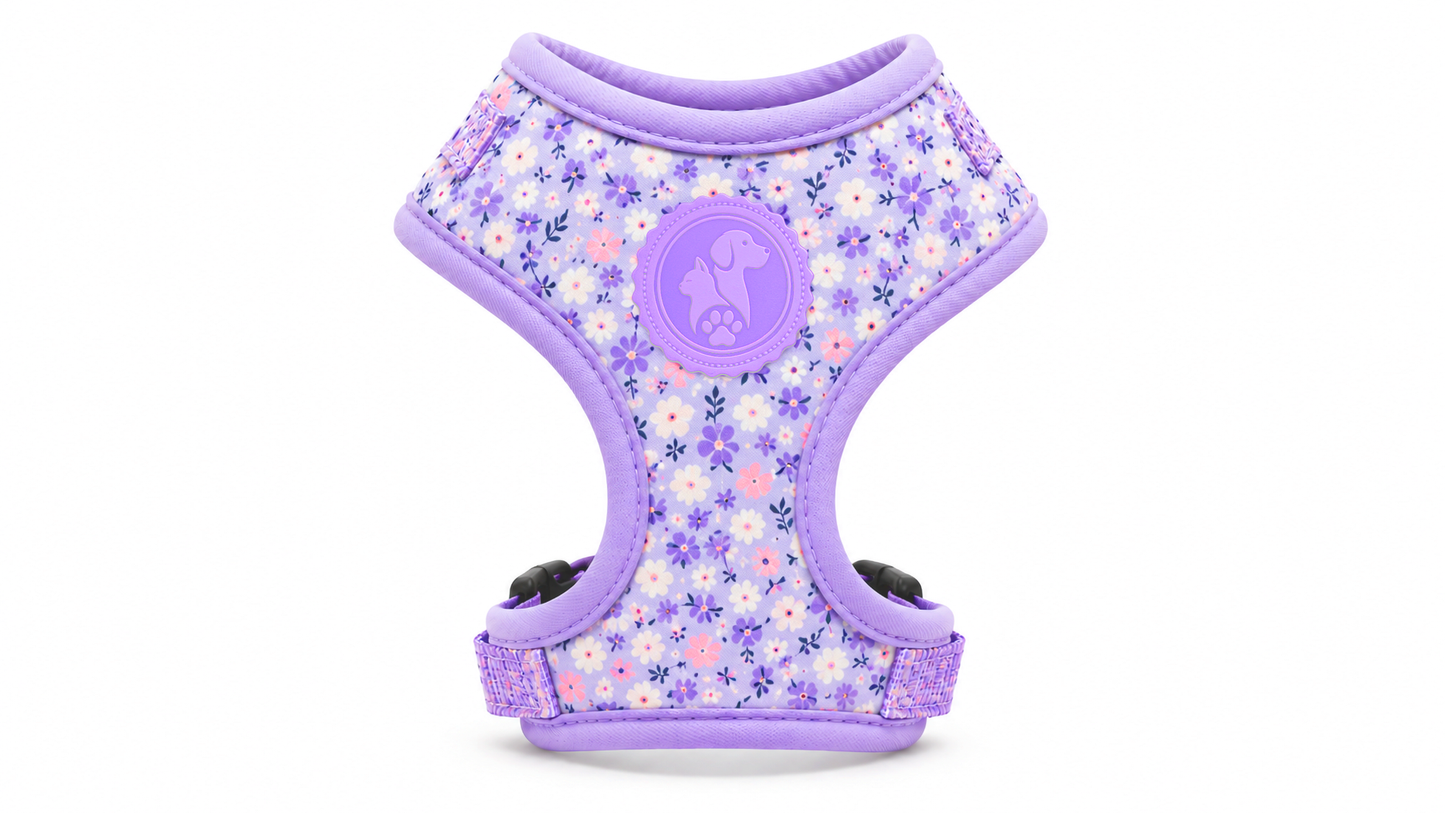 Adjustable Floral Dog Harness Vest – Breathable Comfort