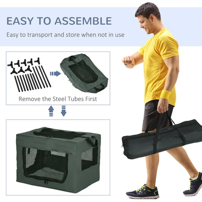 49cm Foldable Portable Pet Carrier with Cushion for Small Dogs & Cats