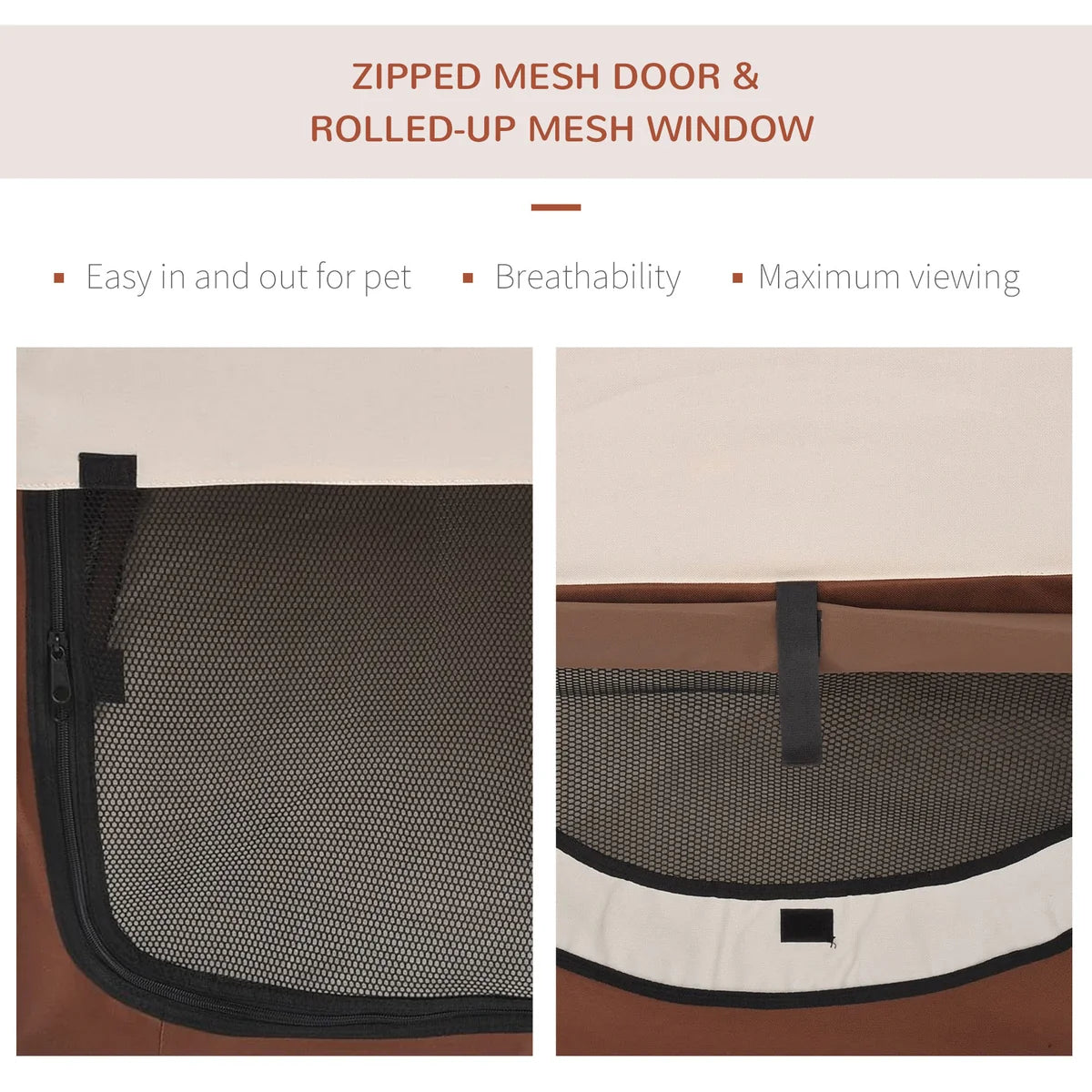 Folding Pet Carrier for Cats & Small Dogs 46x36x41cm – Brown