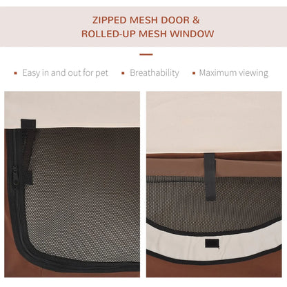Folding Pet Carrier for Cats & Small Dogs 46x36x41cm – Brown