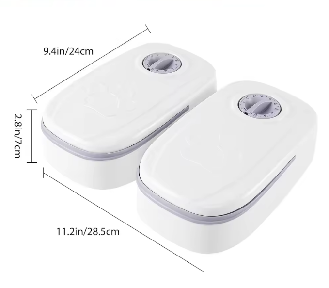 Automatic Pet Feeder with 48-Hour Timer, 2 × 350ml Food Compartments – White