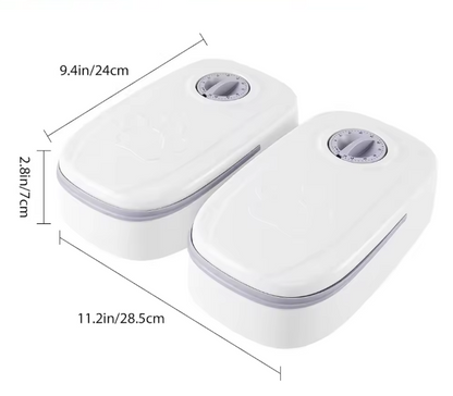 Automatic Pet Feeder with 48-Hour Timer, 2 × 350ml Food Compartments – White
