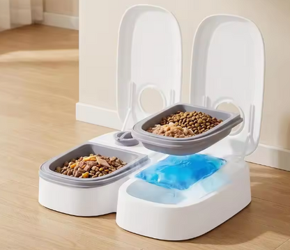 Automatic Pet Feeder with 48-Hour Timer, 2 × 350ml Food Compartments – White
