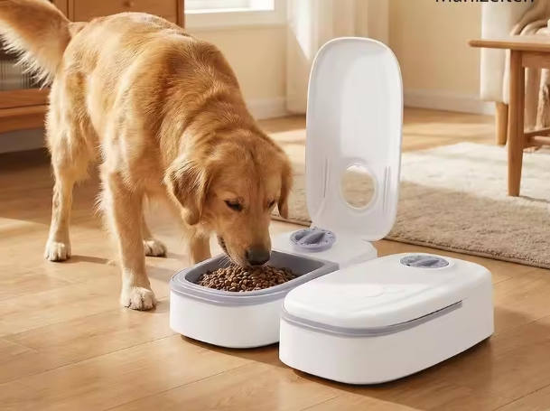Automatic Pet Feeder with 48-Hour Timer, 2 × 350ml Food Compartments – White