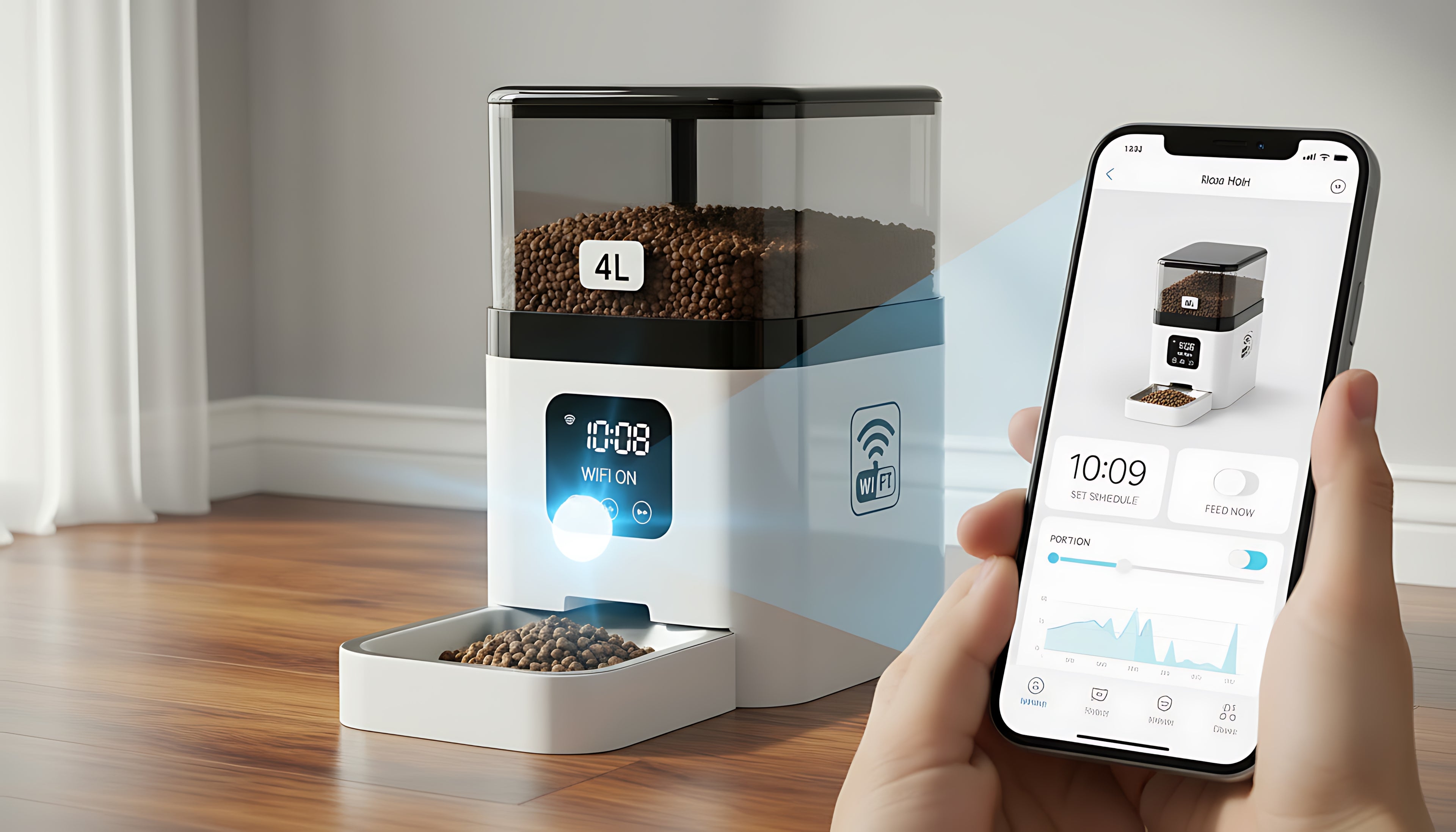 Smart Automatic Pet Feeder with Timer & WiFi Control (4L)