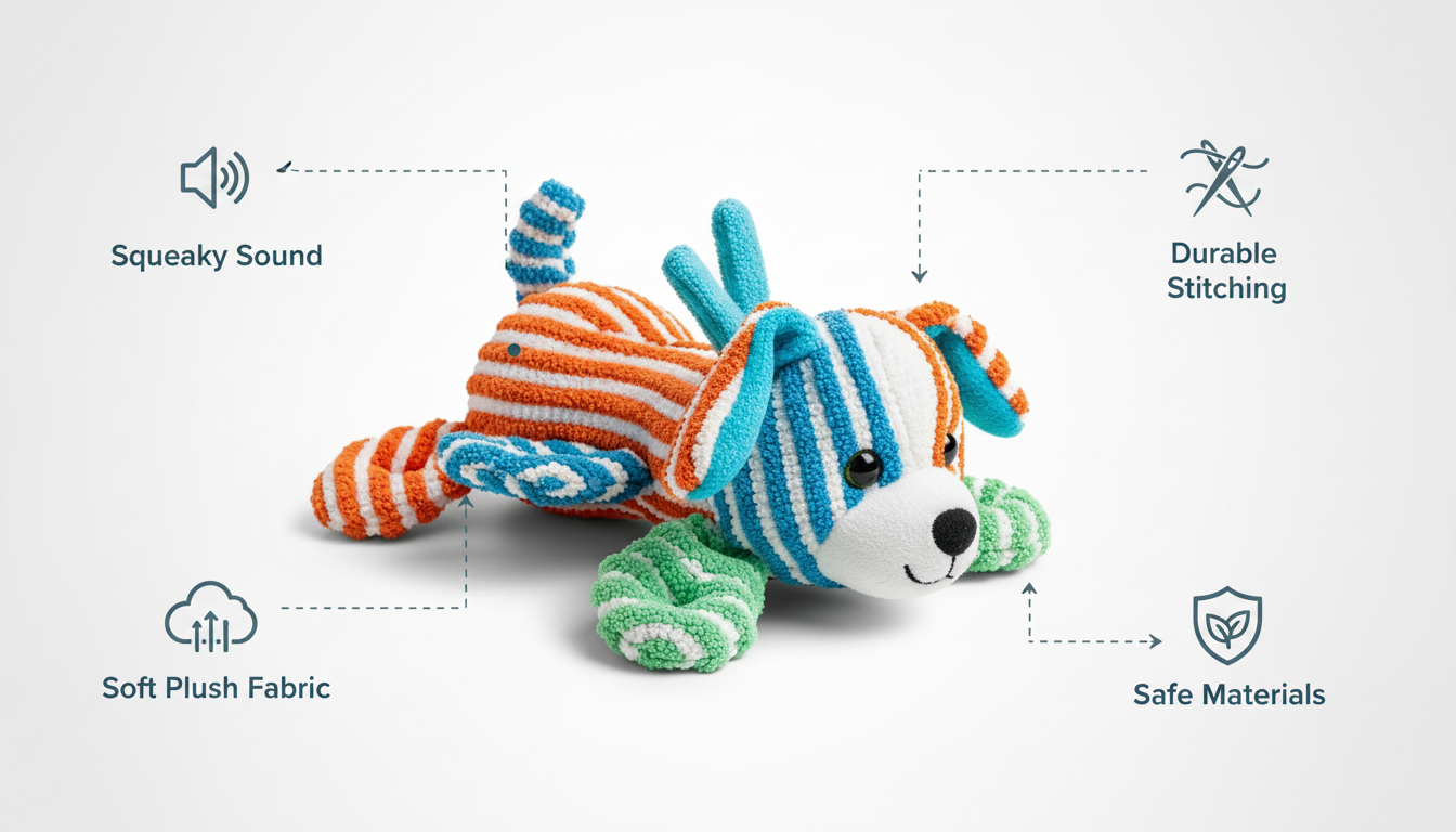 Squeaky Plush Dog and Cat Toy – Soft and Durable Chew Toy