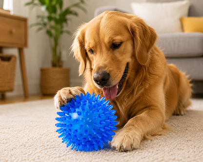 Squeaky Textured Dog Toy Ball – Blue