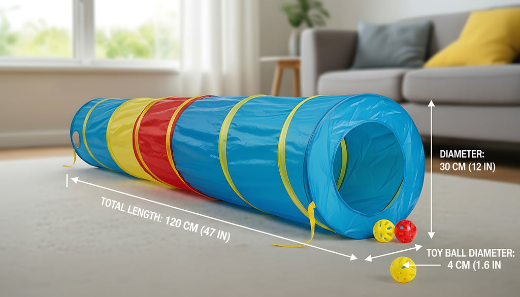 Portable Foldable Pet Play Tunnel for Cats & Small Dogs – Interactive Exercise Toy with Balls