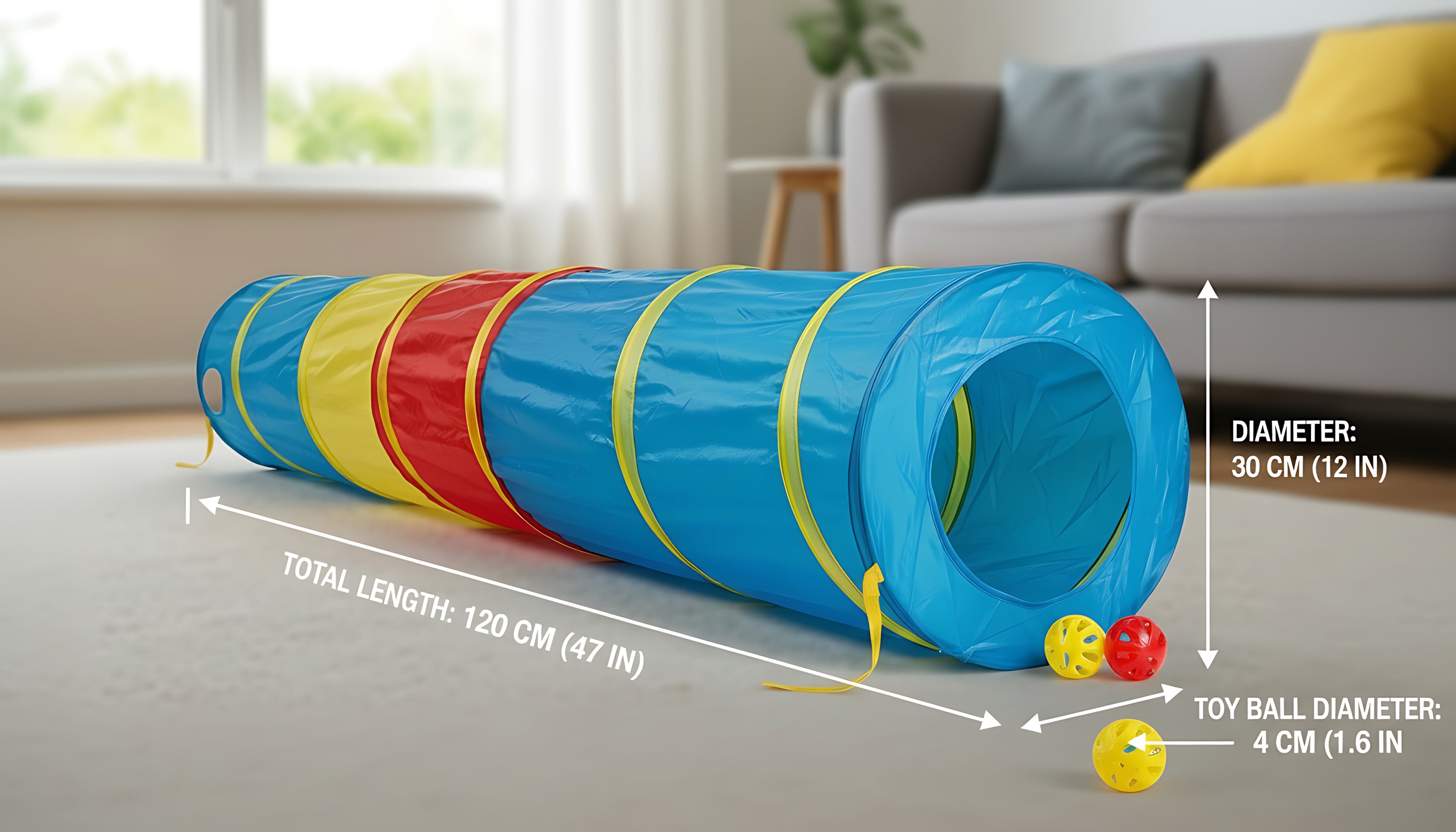 Portable Foldable Pet Play Tunnel for Cats & Small Dogs – Interactive Exercise Toy with Balls