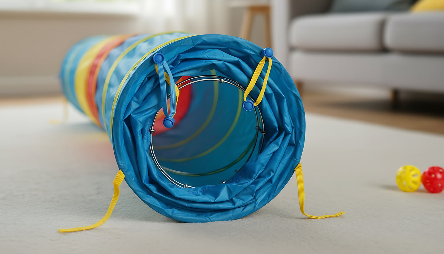 Foldable Cat & Small Dog Play Tunnel – With Toy Balls