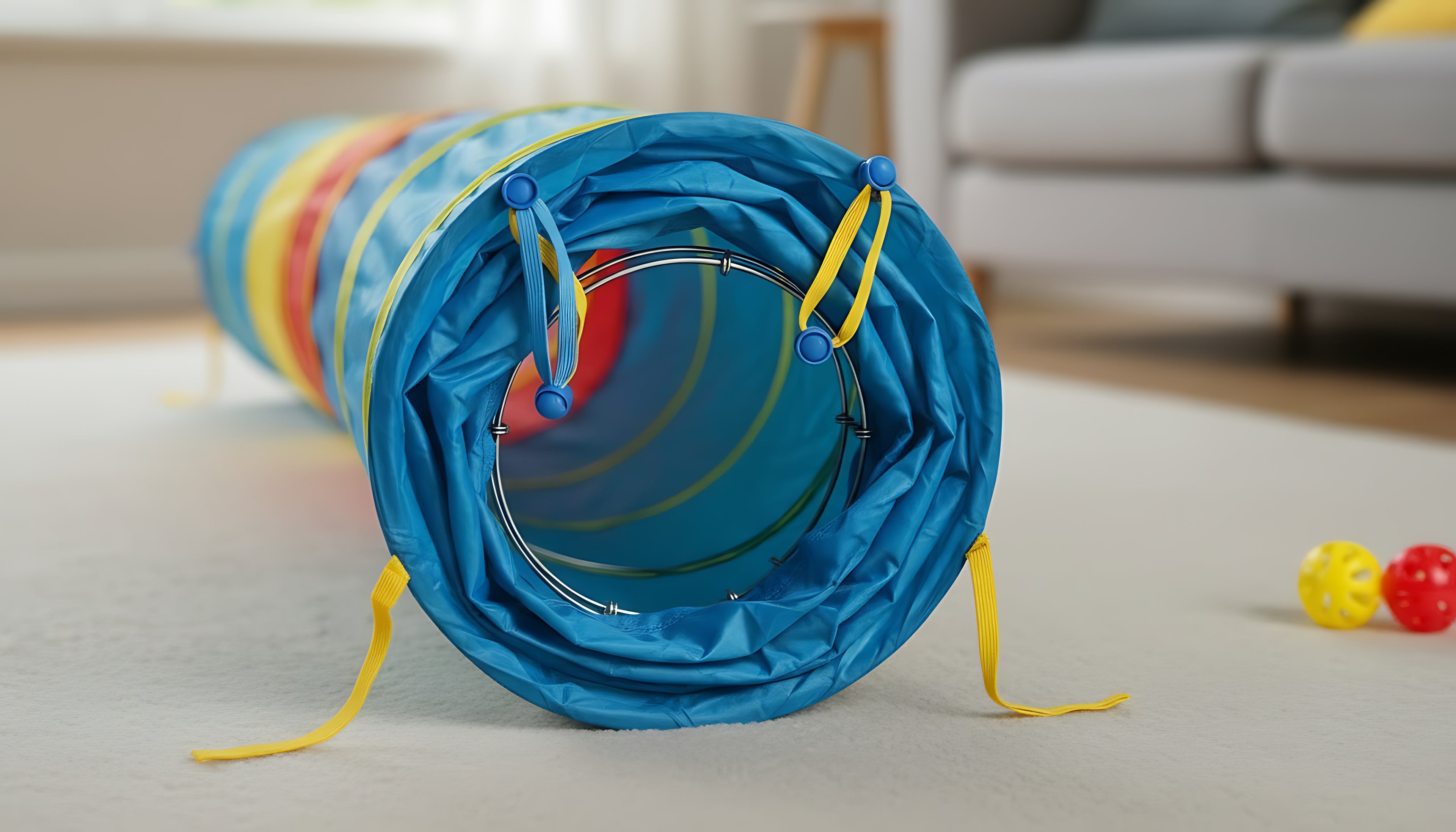 Portable Foldable Pet Play Tunnel for Cats & Small Dogs – Interactive Exercise Toy with Balls