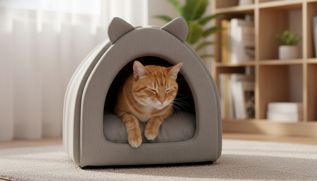 Washable Pet House Bed – Soft Indoor Bed for Cats and Small Dogs
