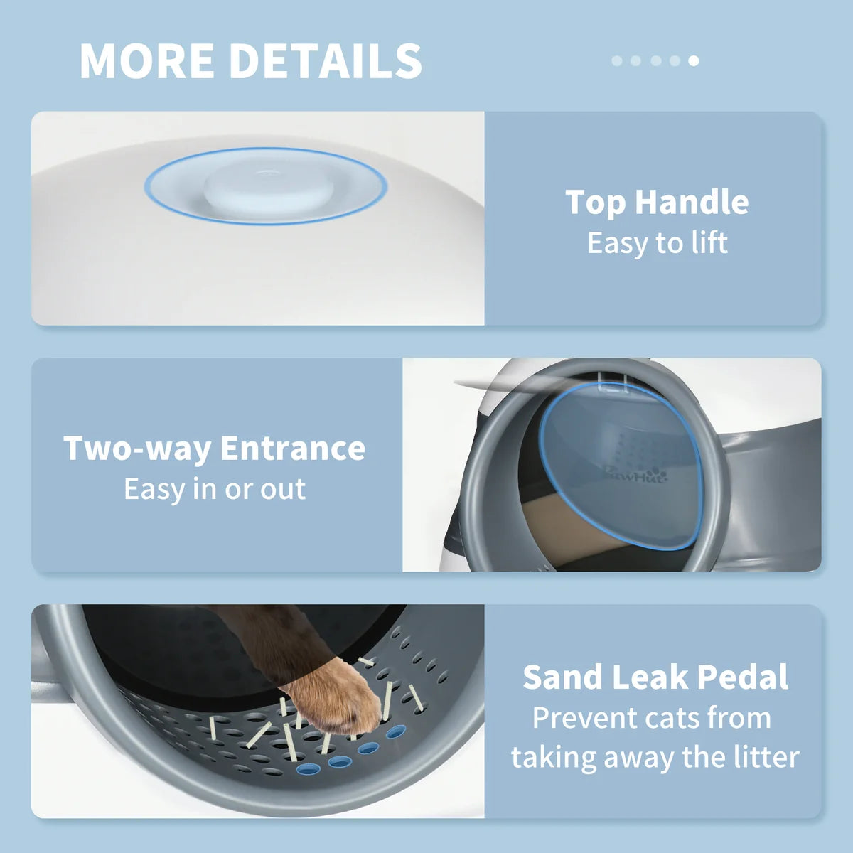 Hooded Cat Litter Tray with Lid, High Sides, Odour Control & Scoop – White & Grey
