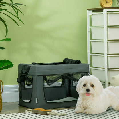49cm Foldable Portable Pet Carrier with Cushion for Small Dogs & Cats
