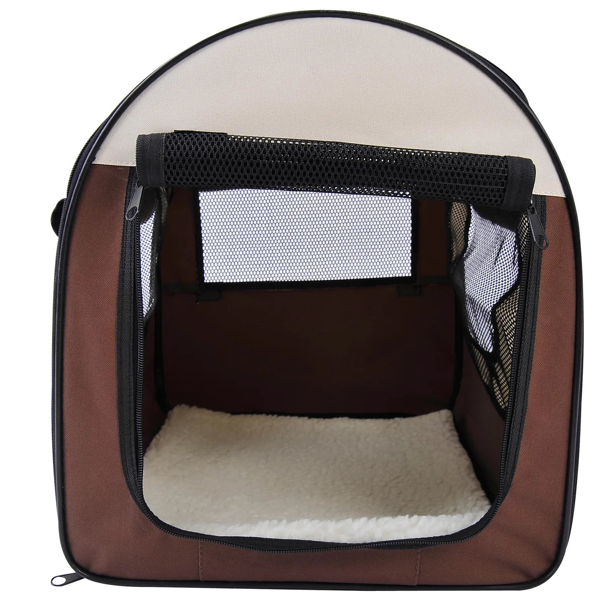 Folding Pet Carrier for Cats & Small Dogs 46x36x41cm – Brown