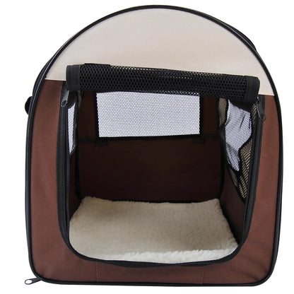 Folding Pet Carrier for Cats & Small Dogs 46x36x41cm – Brown